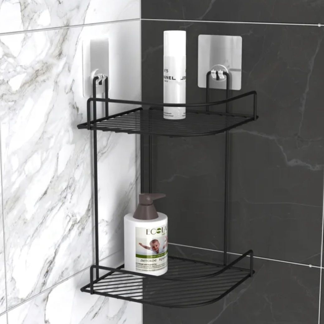 Полка для ванной 2-х ярусная Fora Макс черная