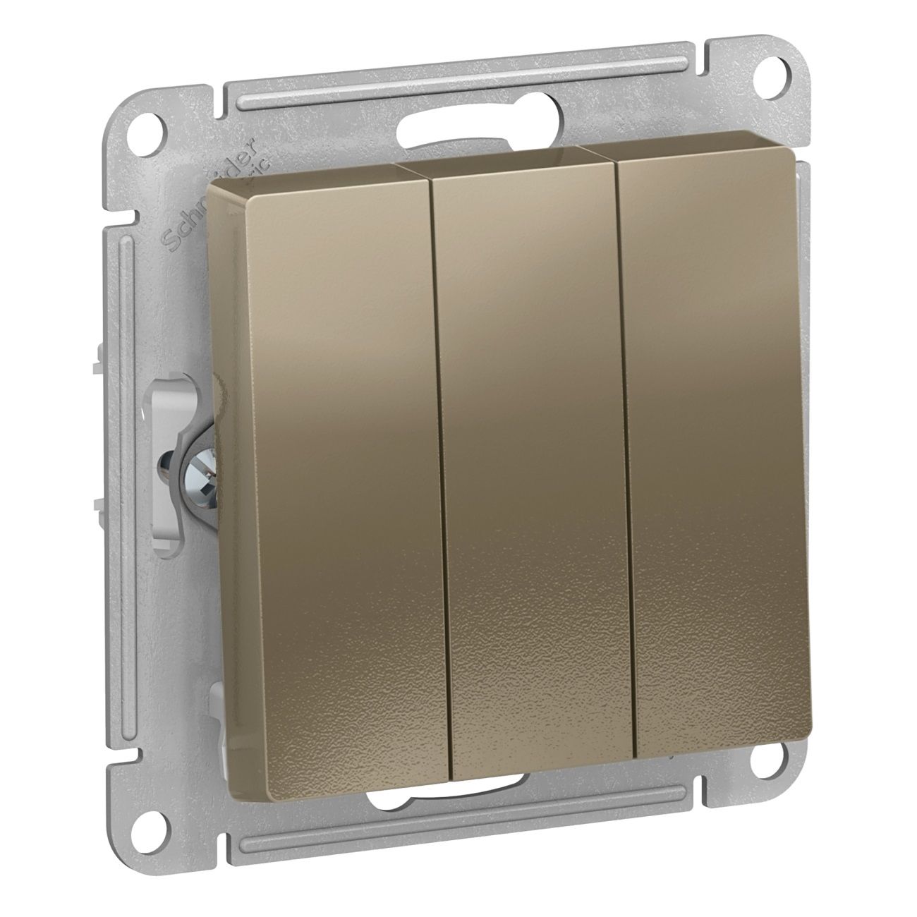 Выключатель трехклавишный ATLASDESIGN схема 1+1+1 10АХ механизм шампань ATN000531