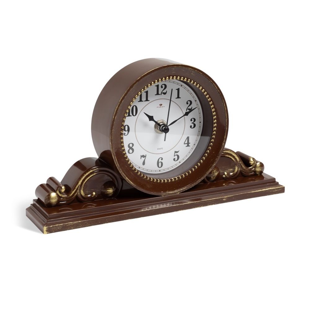 Часы настольные Классика 26х14 см коричневый с золотом