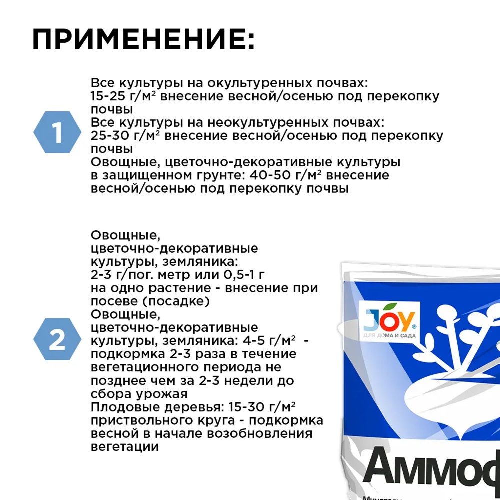 Удобрение универсальное минеральное Joy Аммофос 1 кг