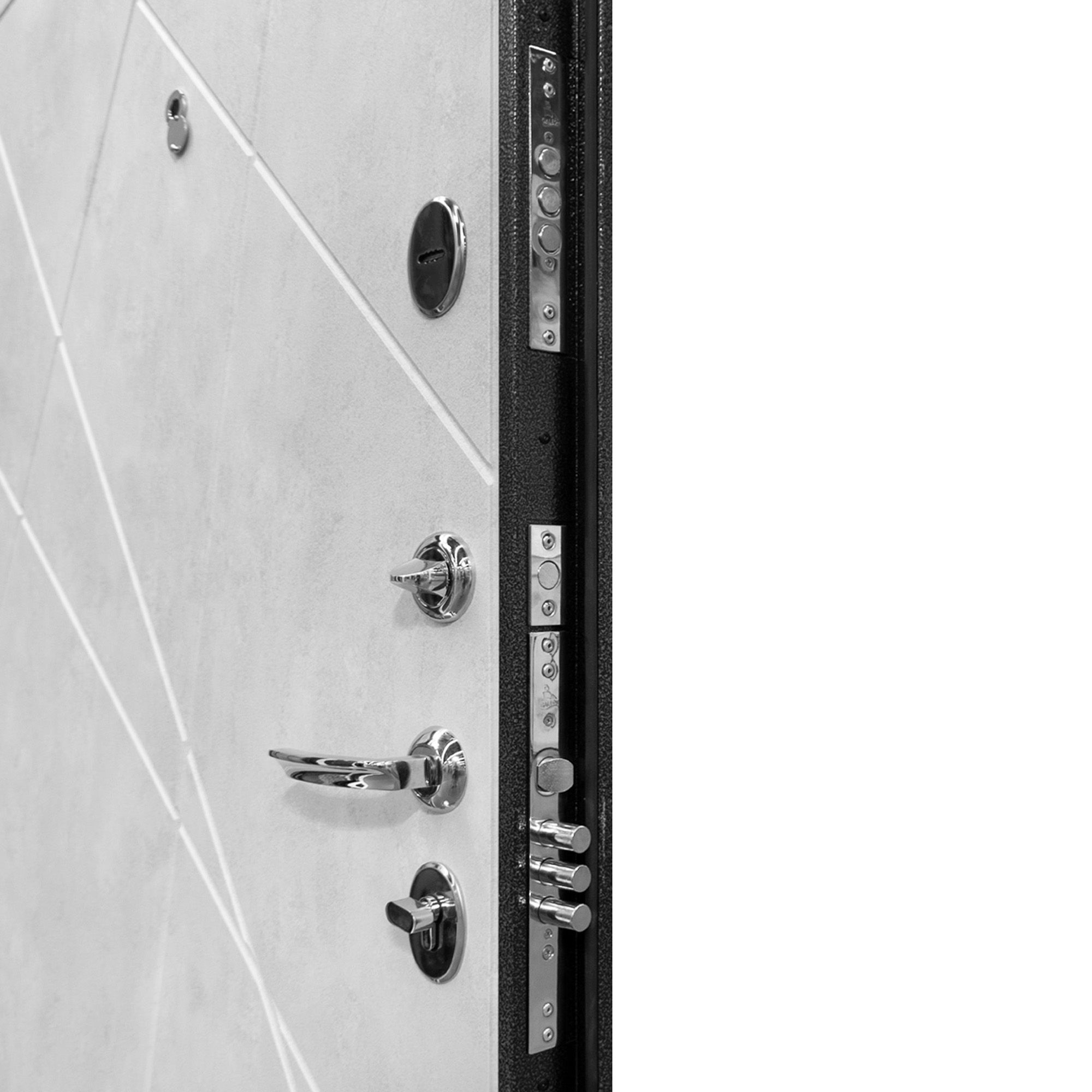 Дверь металл Паутинка антик серебро Бетон снежный 860х2050 мм R