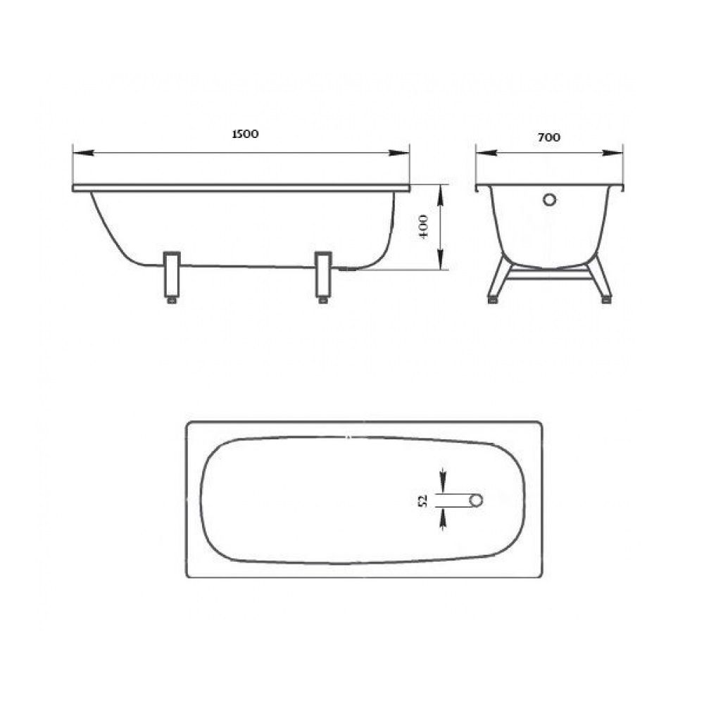 Ванна стальная Reimar 150х70 см с ножками