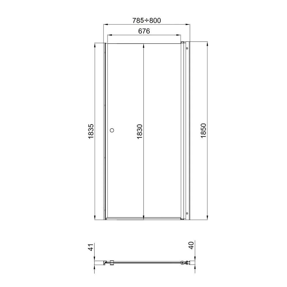 Дверь душевая Уно  80*185, хром, прозр. 1место