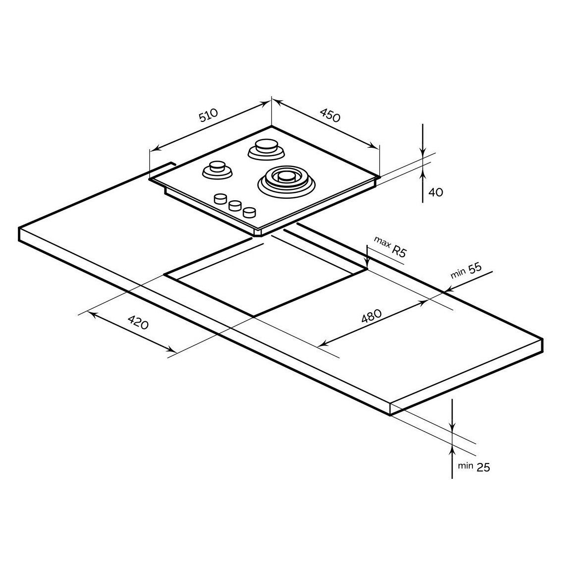 Панель варочная газовая making Oasis everywhere P-3MWT