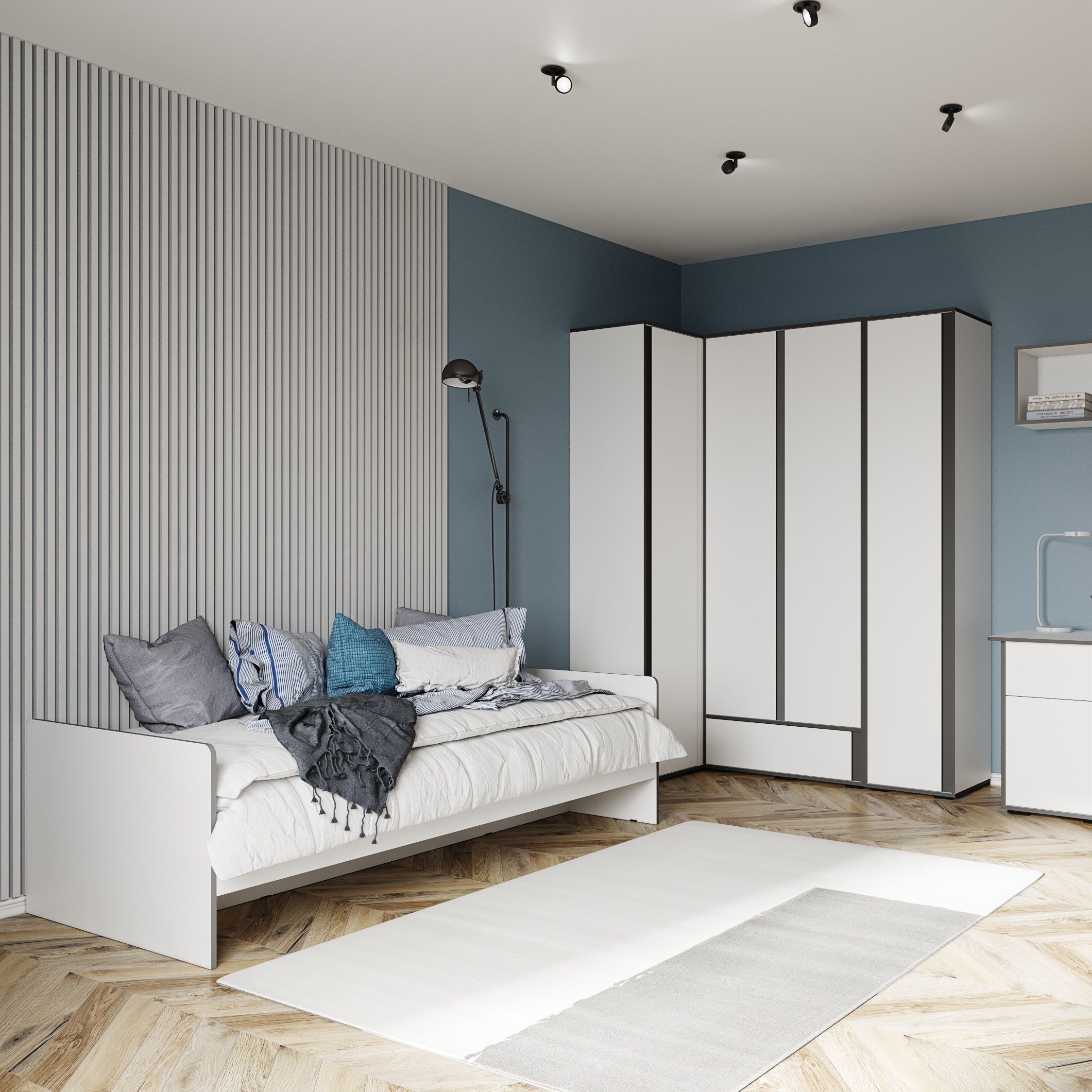 Пенал Асцелла 450х2200х450 мм Белый/Графит серый