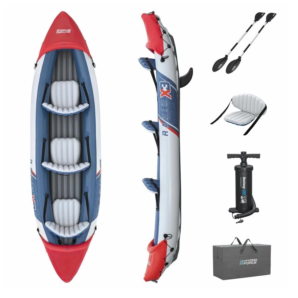 Каяк надувной 381х100 см до 280 кг (весла, насос) Bestway Rapid X3 65132