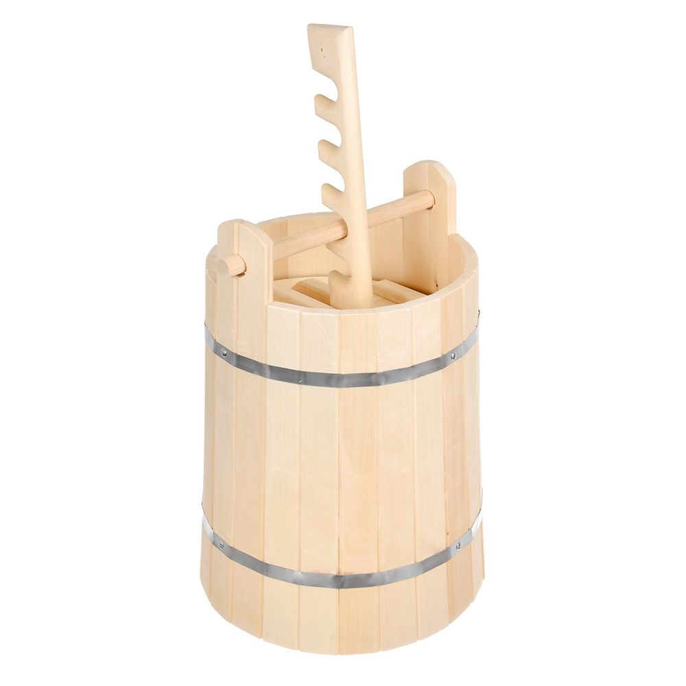 Кадка из липы для воды и заготовки солений 10 л с гнетом и замком Банные штучки