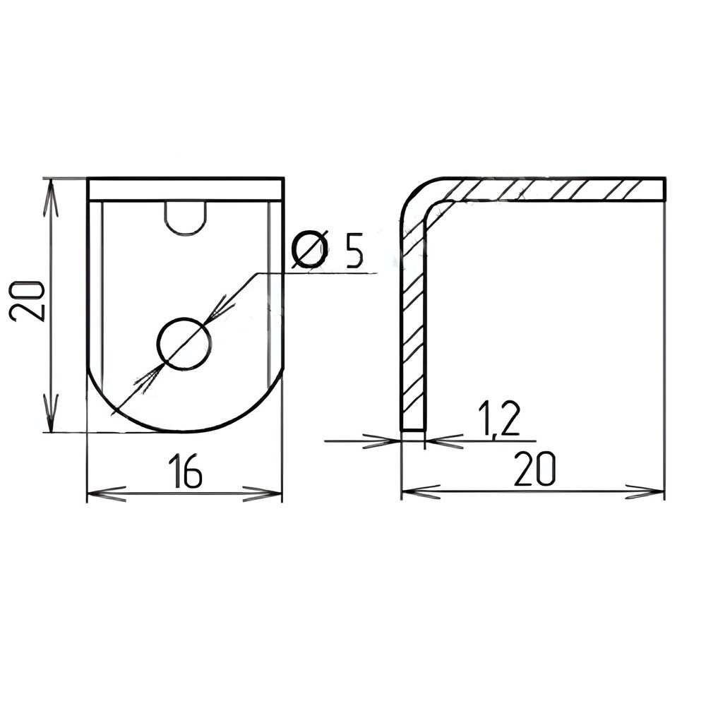 Уголок крепежный 20х20х16х1.2мм, орех