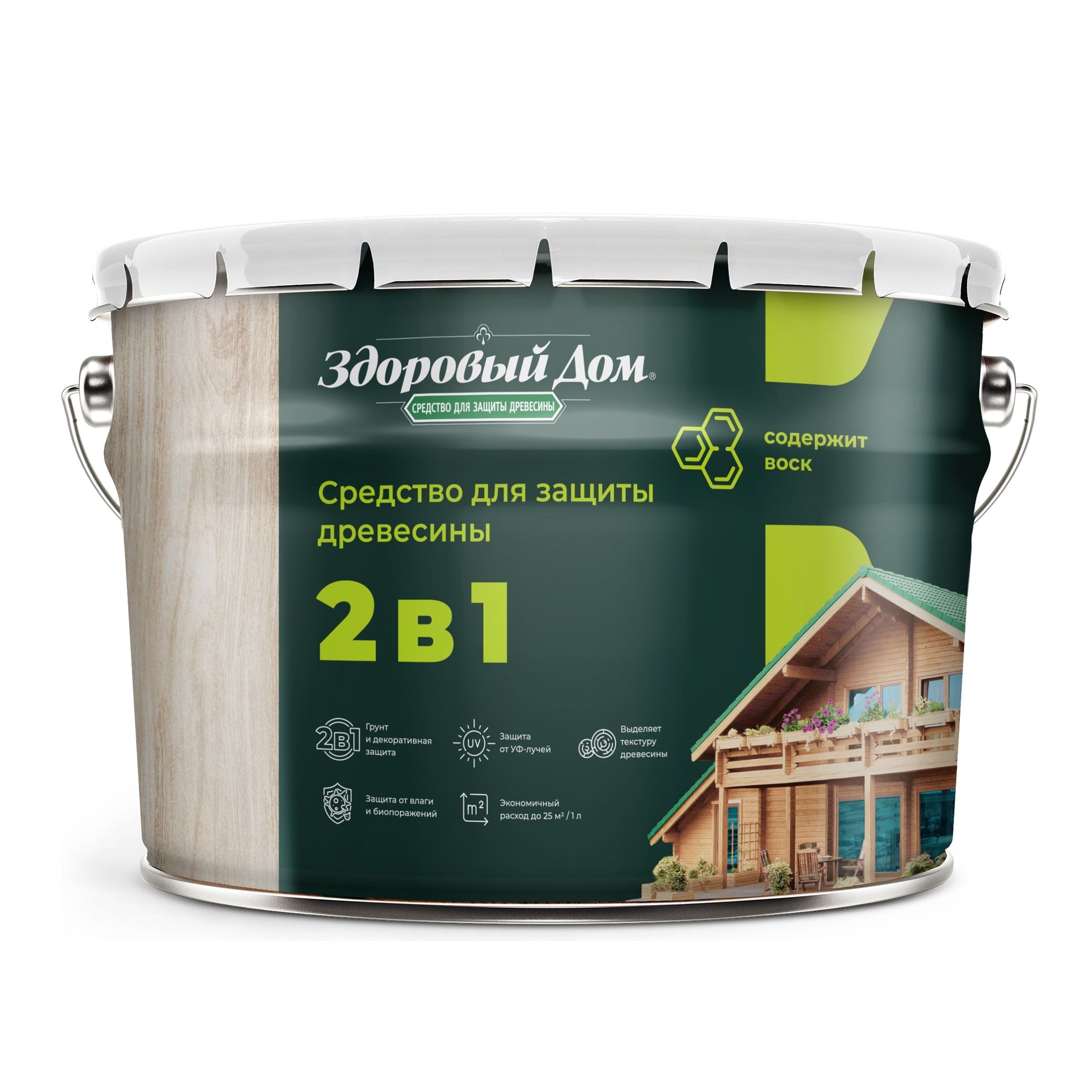 Средство для защиты древесины Здоровый Дом Орех 9 л