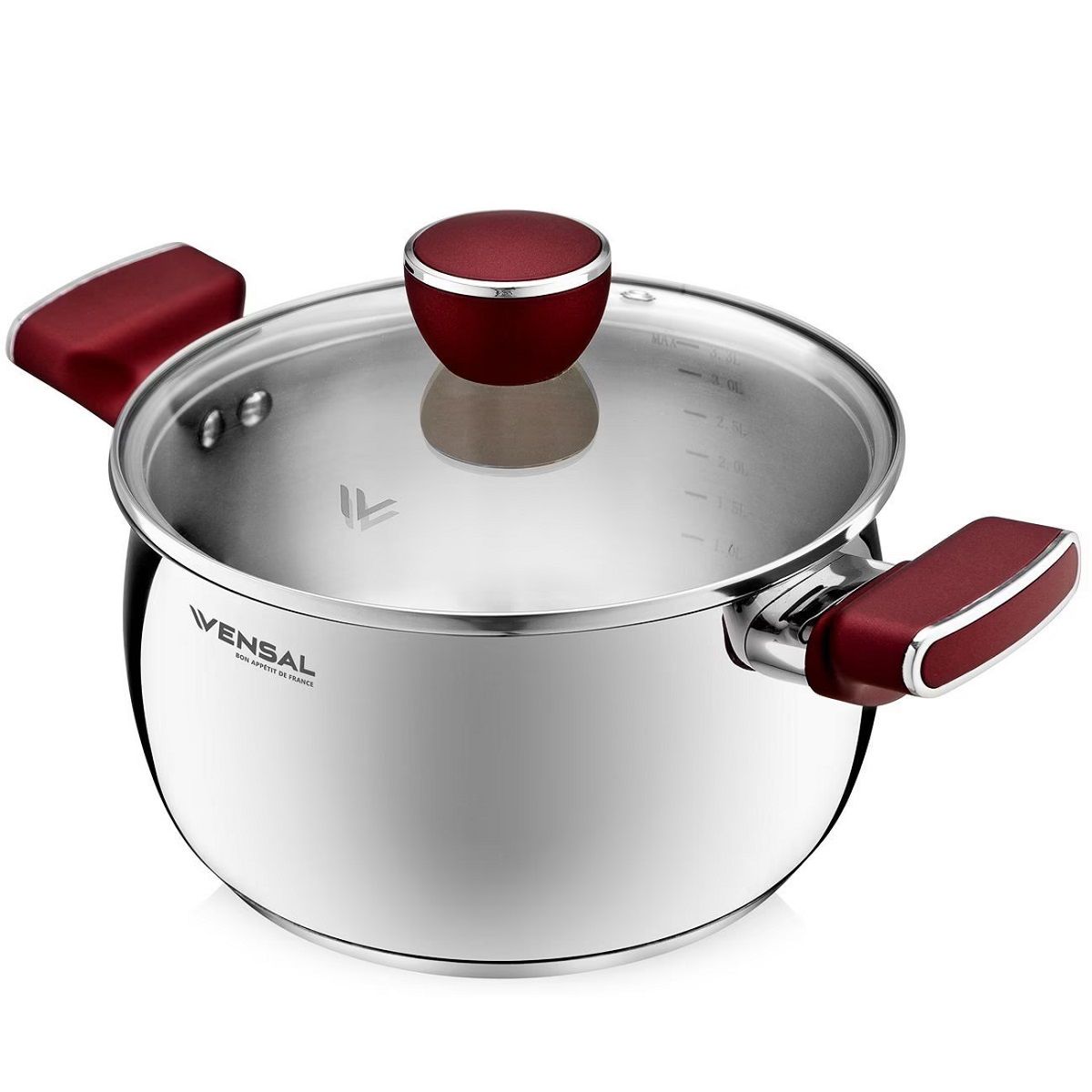 Набор посуды 4 предмета Кастрюля 20 см, ковш 14 см нержавеющая сталь Vensal Joli 1548VS