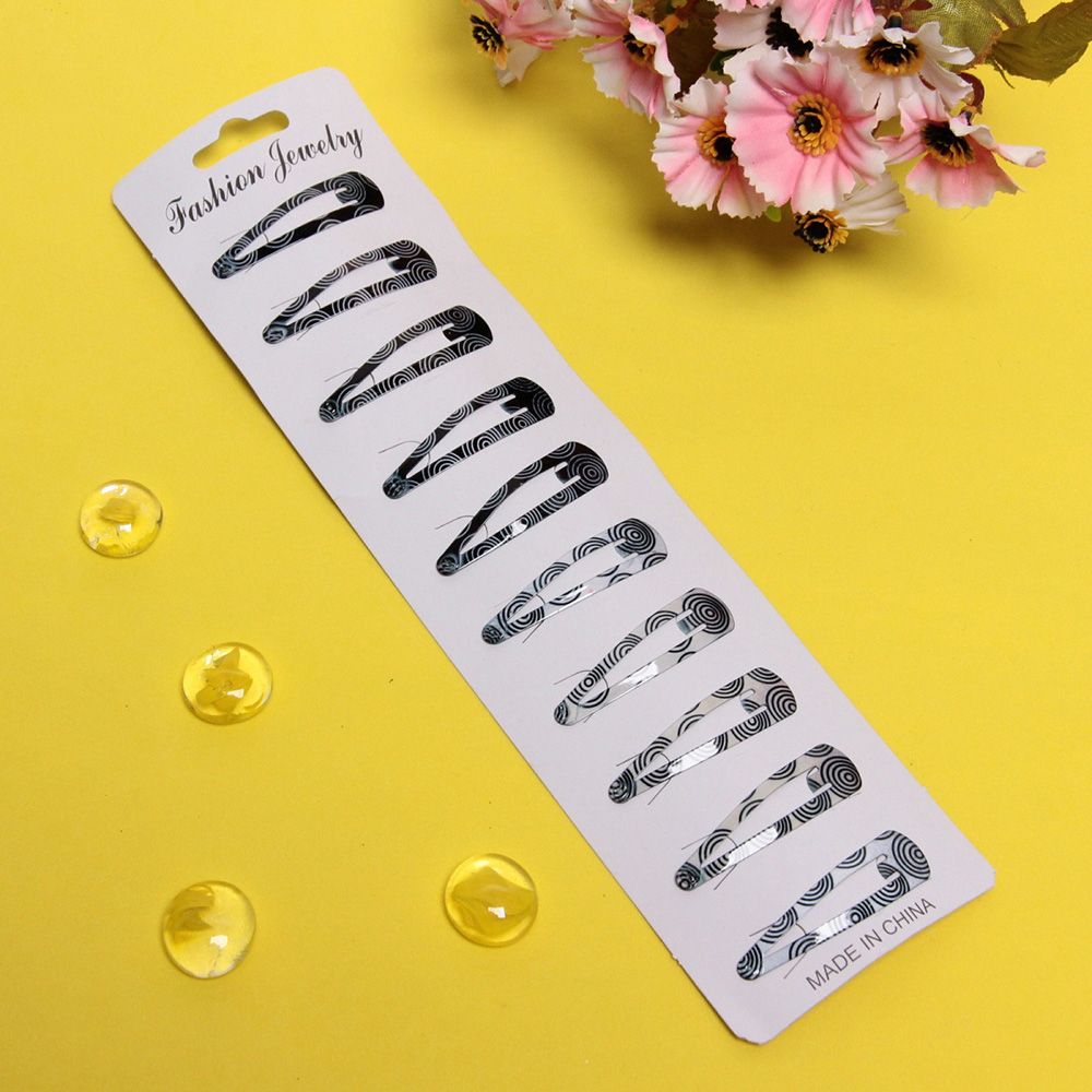 Зажимы для волос детские Эльса черный/белый 4,5 см 10 шт