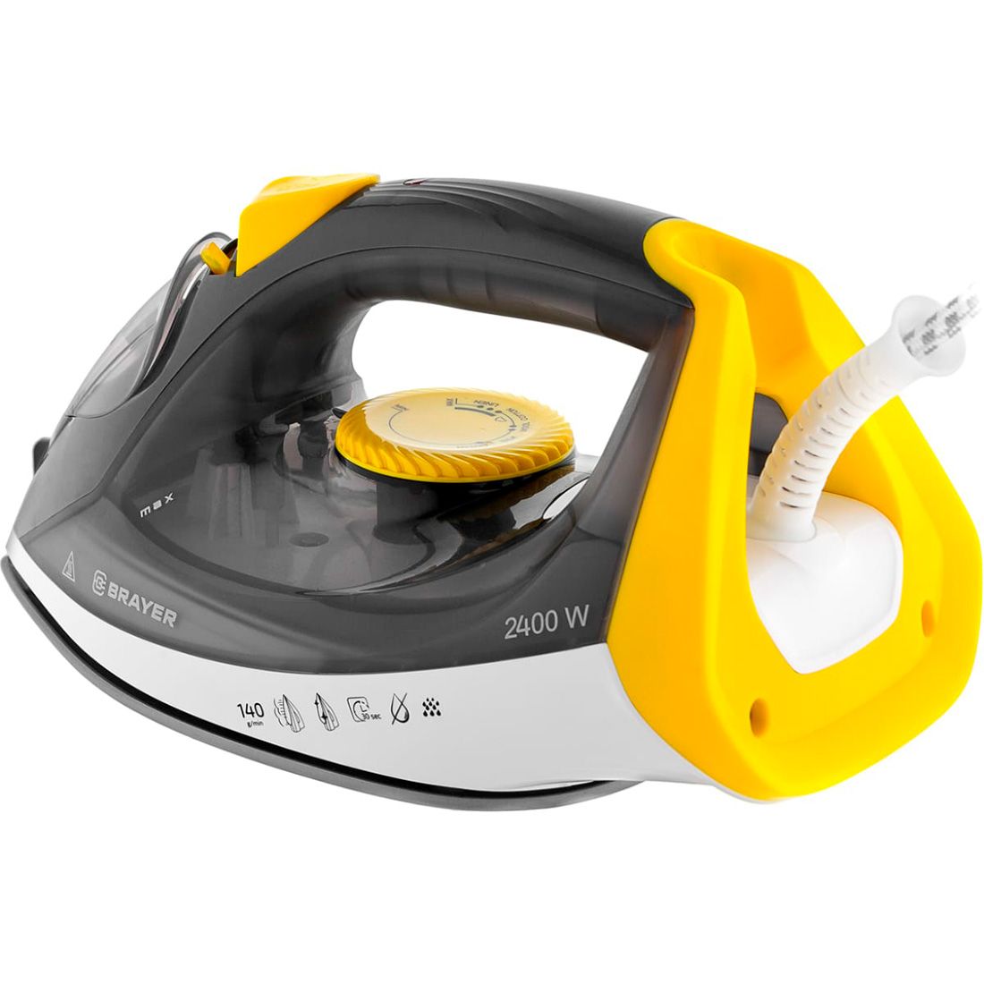 Утюг Brayer 2400 Вт керамич пар 140 г/мин антикапля разбрызг 330 мл 4003BR-GY самоотчистк