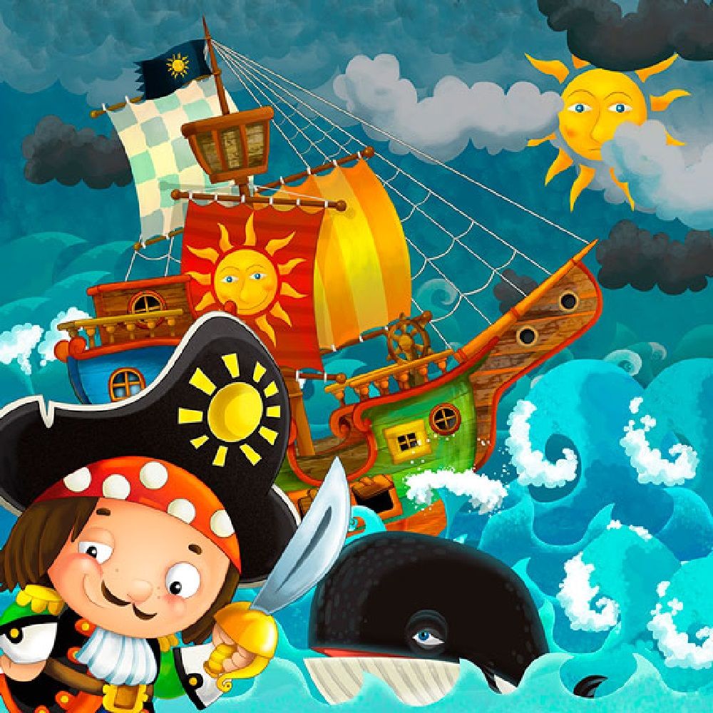 Современные картины "Веселые пираты" 30*30 рама 5  17020