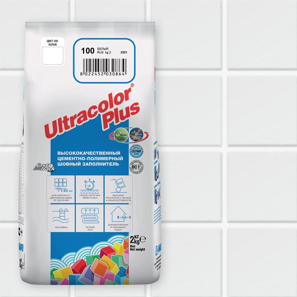 Затирка цементная Mapei Ultracolor Plus №100 белый 2 кг