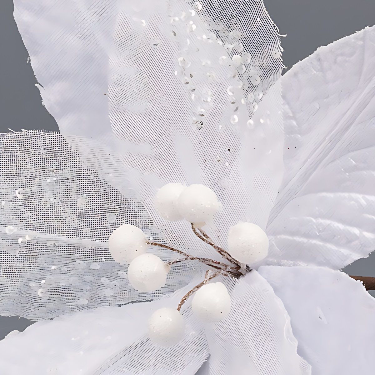 Украшение новогоднее Моя Елочка Пуансеттия 25х30 см белый 2024-8328