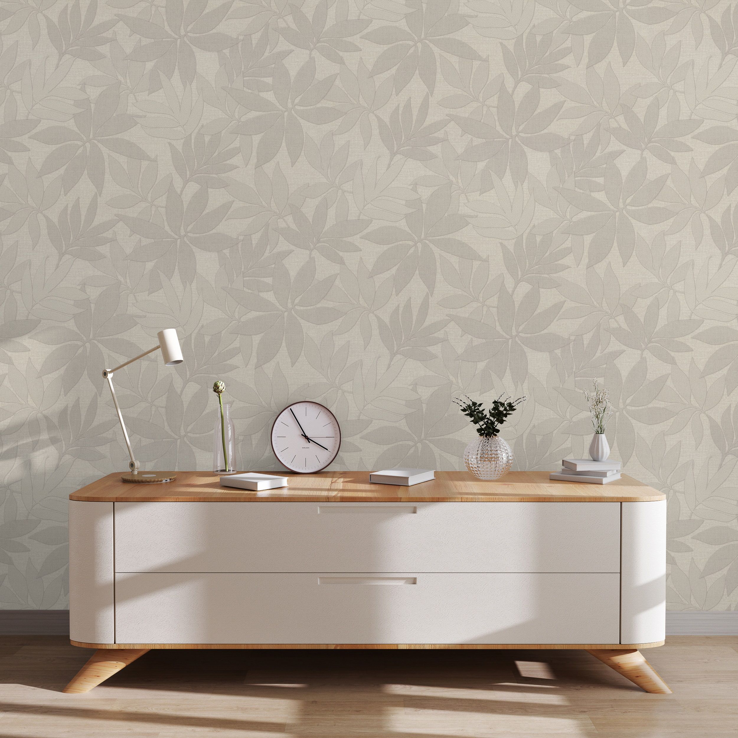 Обои Monte Solaro Verde 9295-01 бежевые листья 1,06х10,05 м