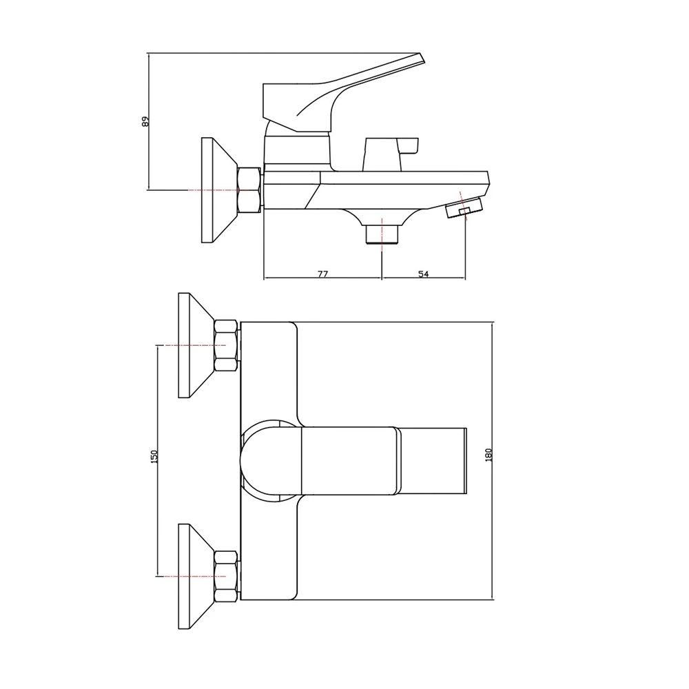 Смеситель для ванны Esko Eiger EG 54 w/a однорычажный короткий излив