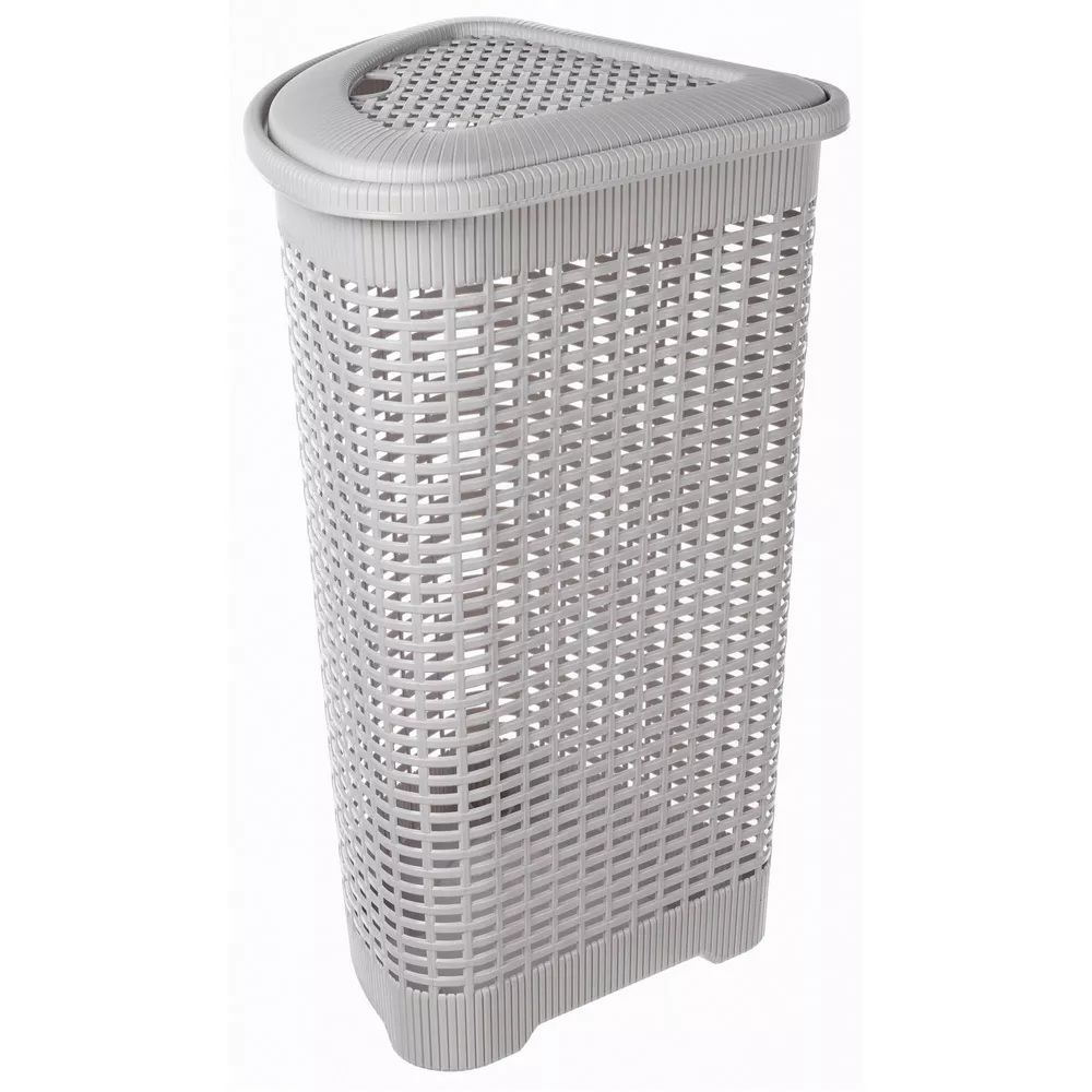 Корзина для белья угловая 50 л 39,5х39,5х59,5 см светло-серая