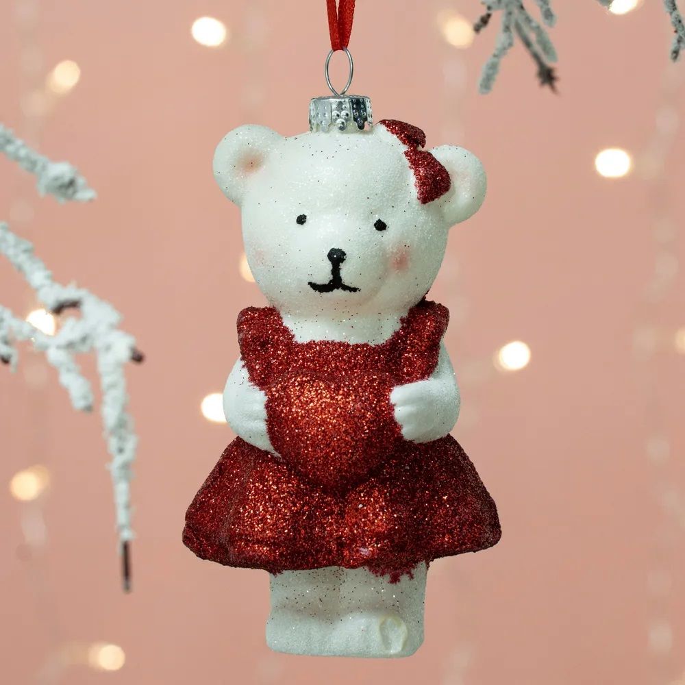 Украшение новогоднее Мишка с сердцем 10,8х6,5х5,8 см 10123-0988