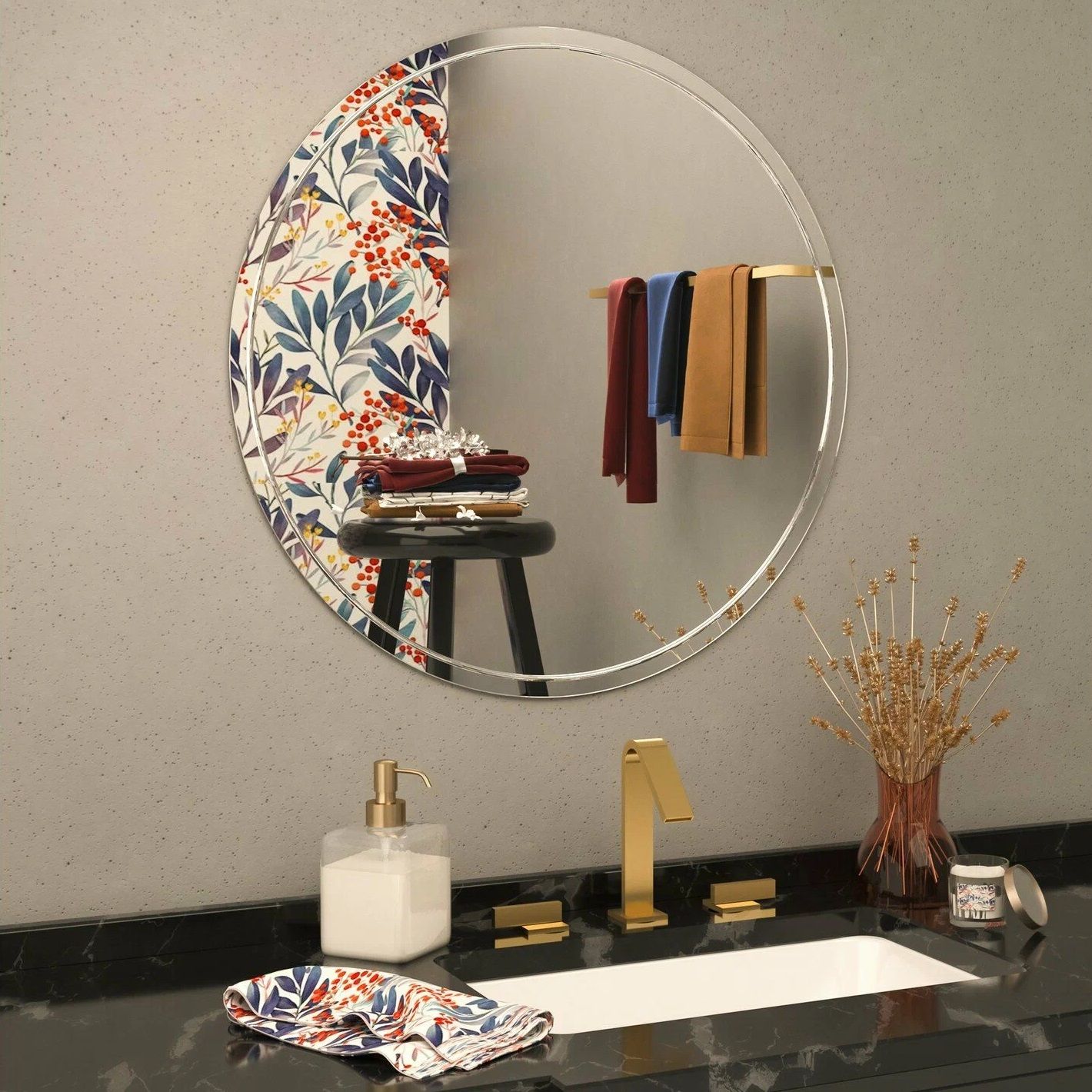 Зеркало Mixline Эмили d600 мм гравировка