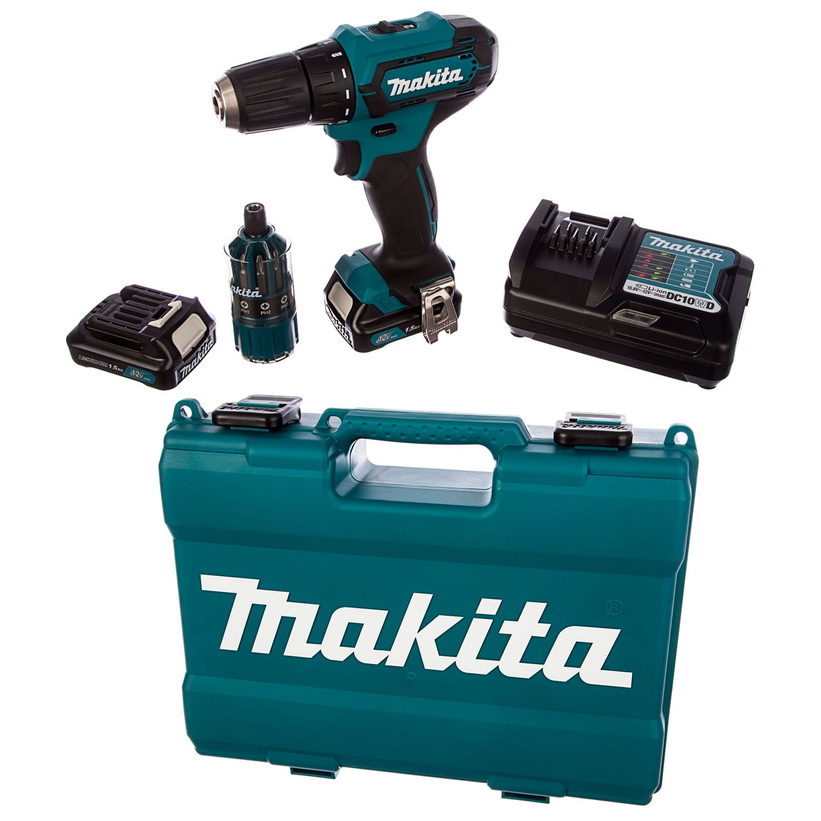 Дрель-шуруповерт аккумуляторная Makita DF333DWYE4 10,8В 2х1,5Ач 30 Нм