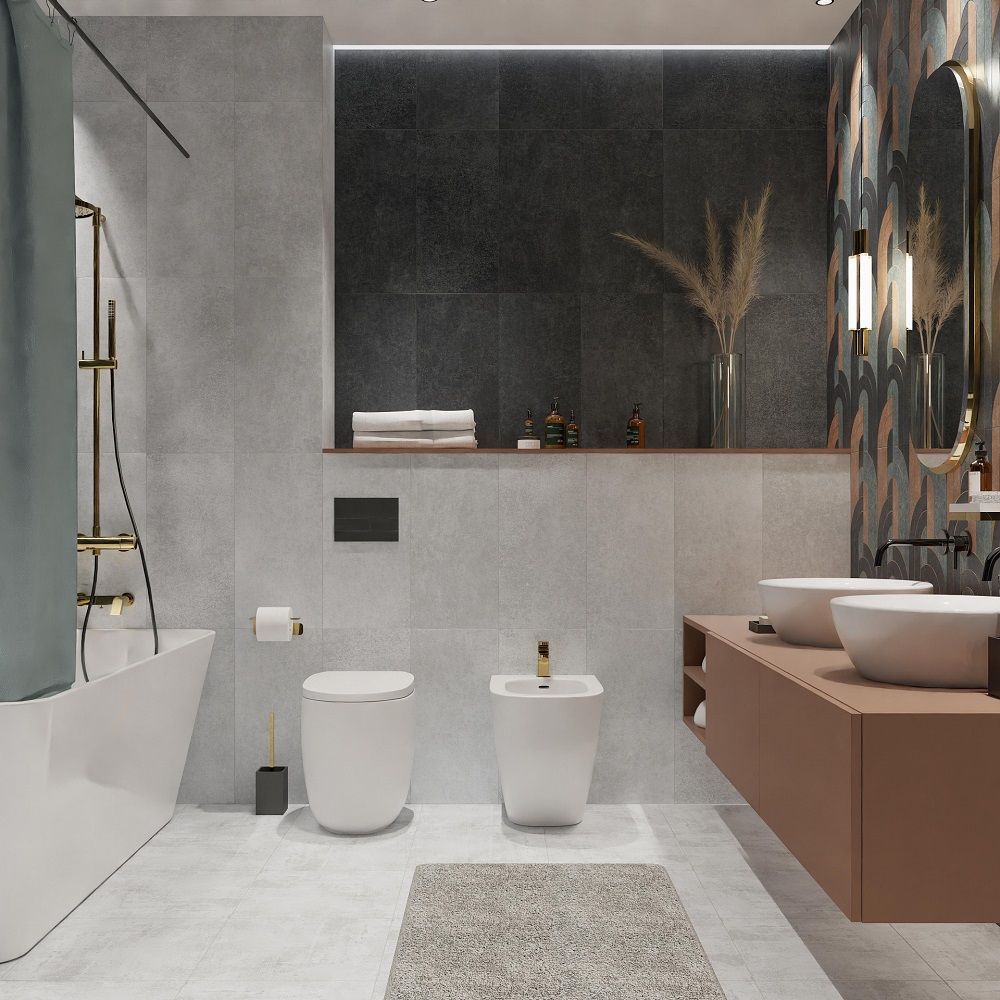 Плитка настенная Axima Санта-Барбара 30х60 см серая антрацит люкс 1,62 м2