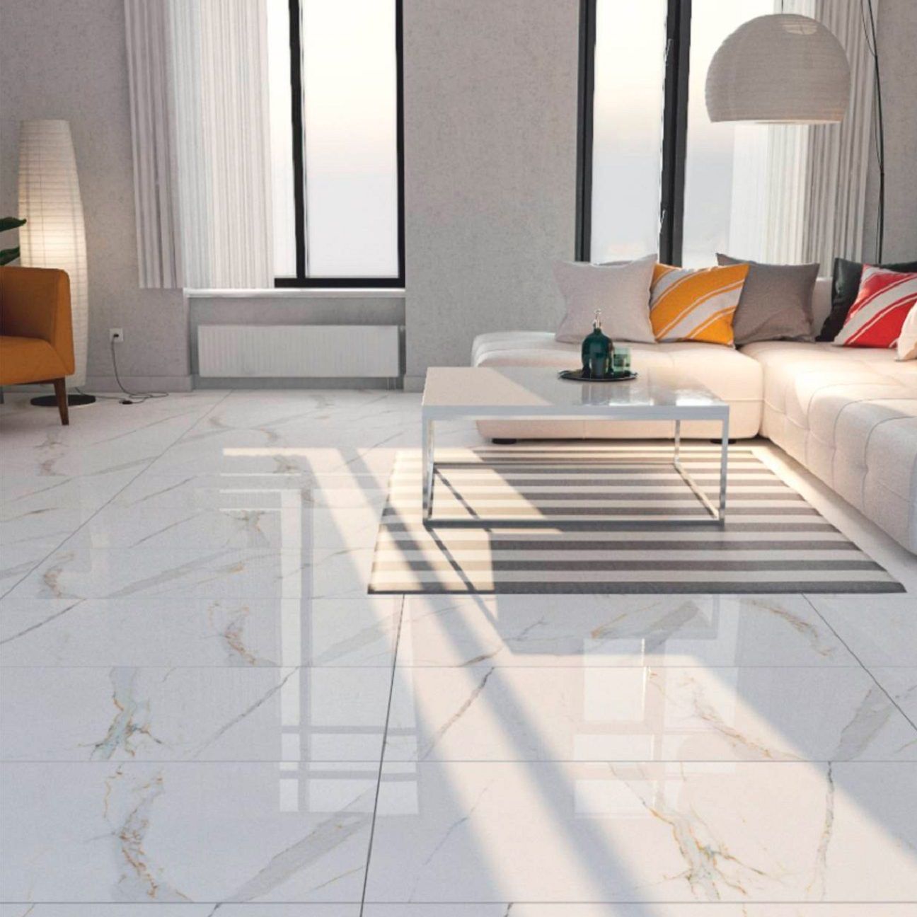 Керамогранит Maimoon Ceramica Glossy Statuario Cafe Gold 600x1200 мм белый полированный 1,44 м2