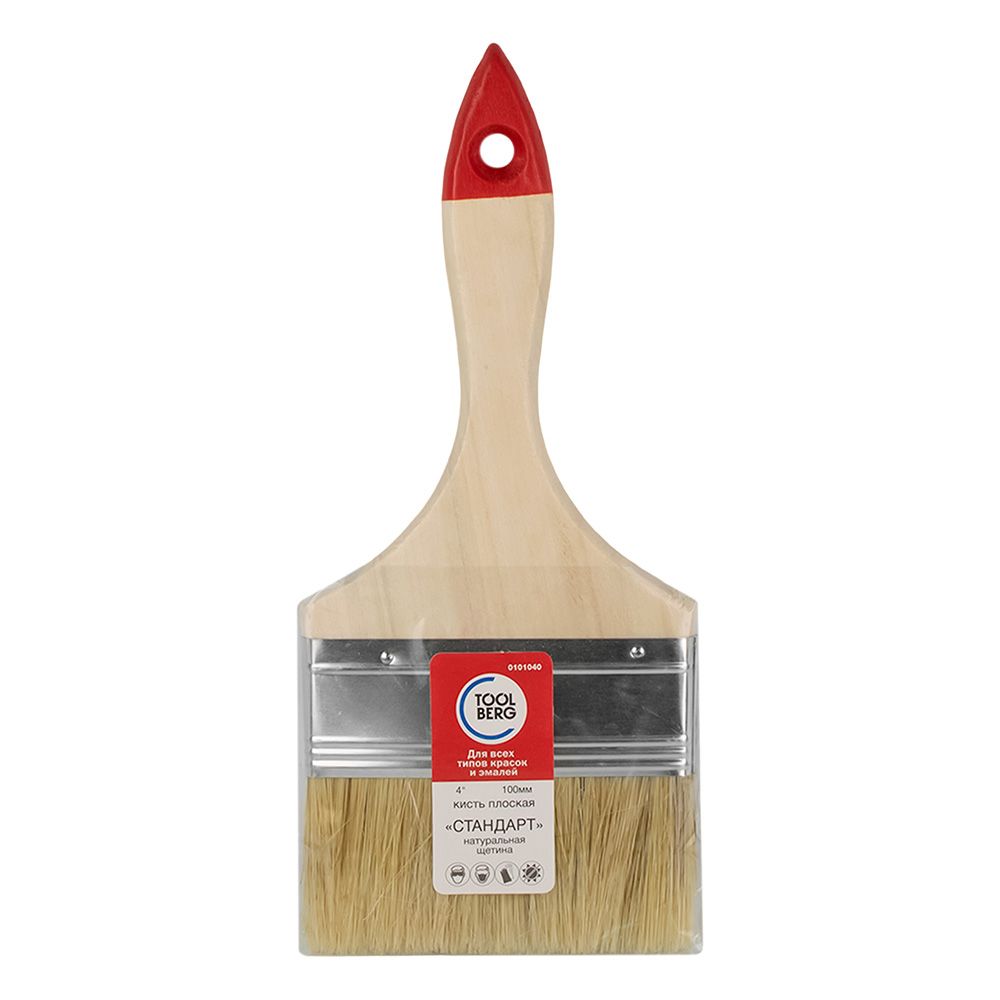 Кисть плоская Классик-Стандарт 100 мм натуральная щетина деревянная рукоятка