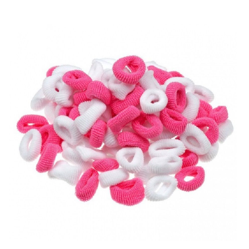 Резинки для волос детские Забава Зефирки розовый/белый d2 см 60+-70 шт в тубе