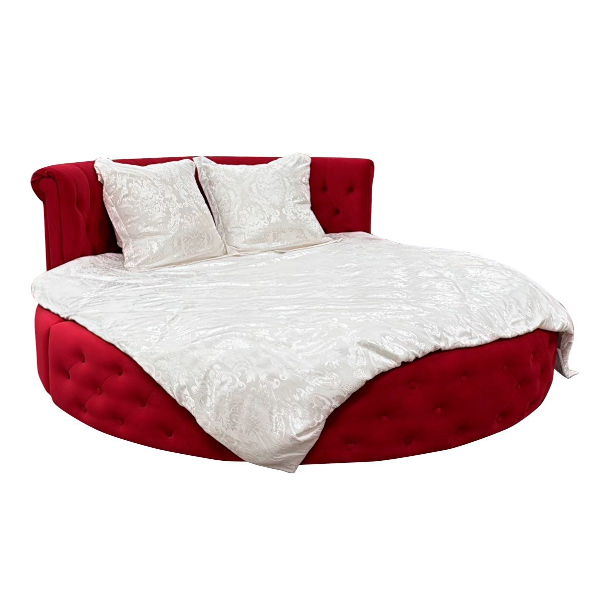 Кровать круглая Честер 2250х2250х900 мм красная с матрасом 200х200 см