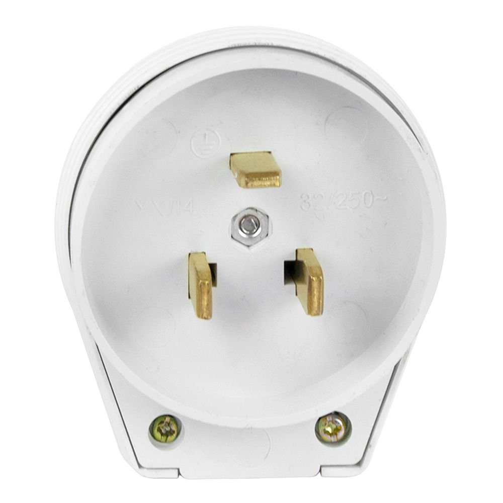 Вилка для разъема РШ-ВШ 32А 250В 2P+PE пластиковая белая EKF