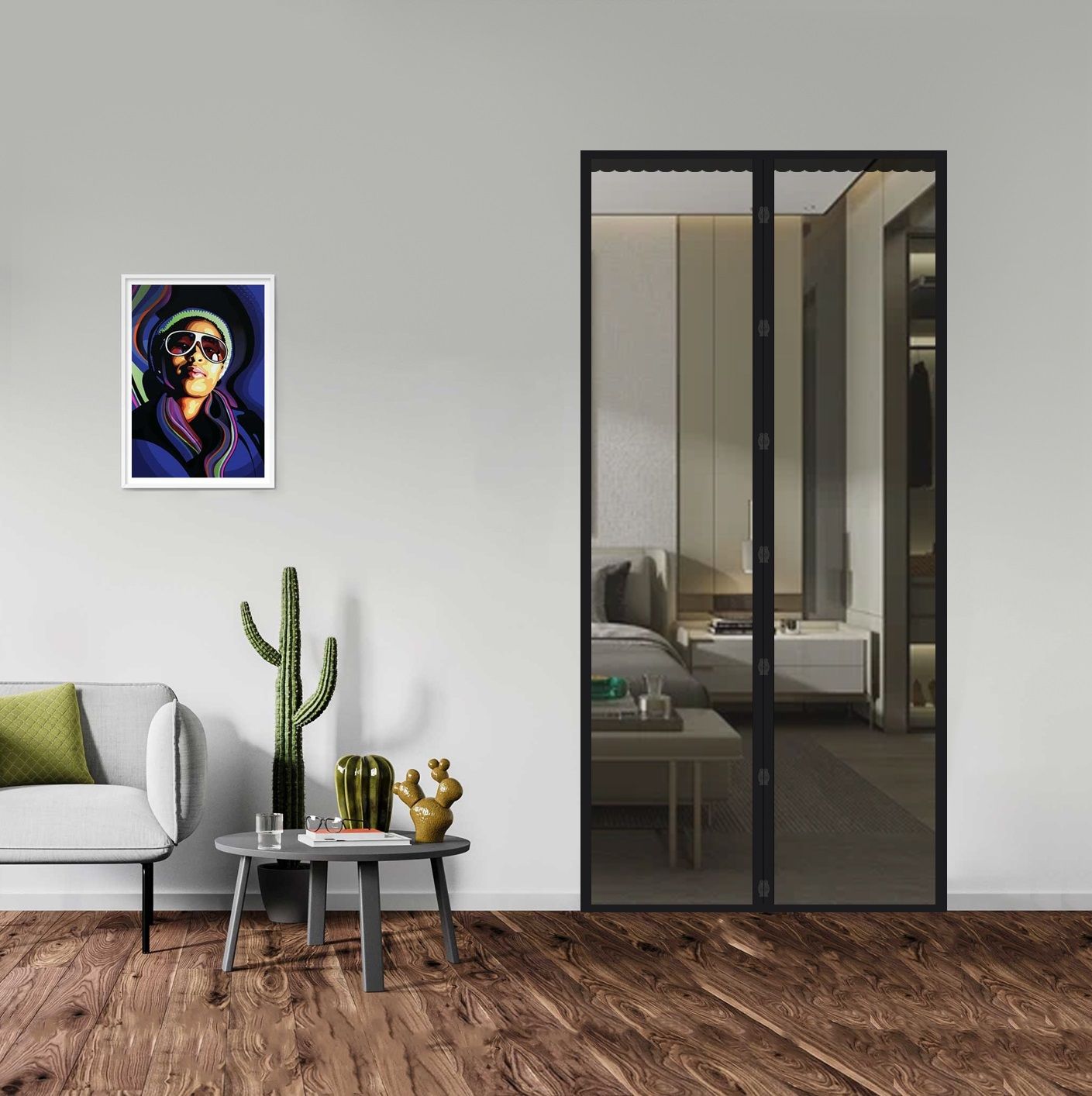 Штора антимоскитная на дверь 100х210 см на липучках черная TIAG7471-4