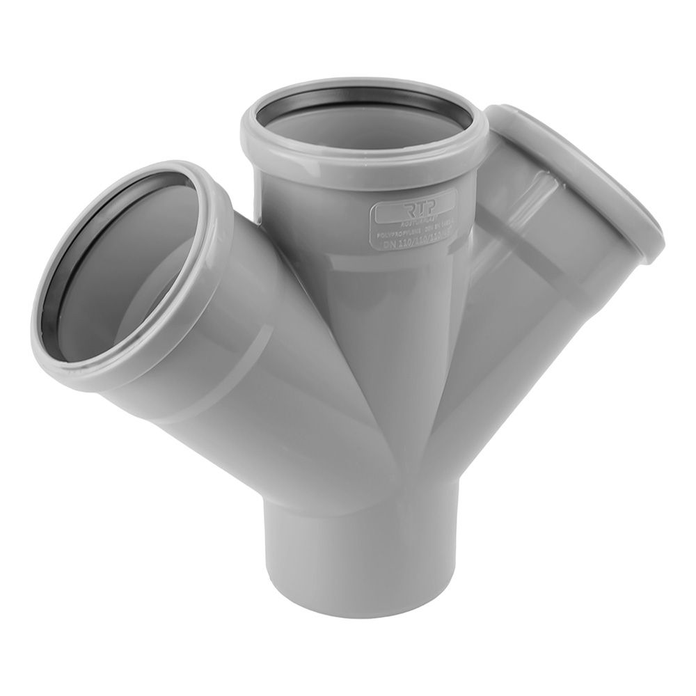 Крестовина одноплоскостная канализационная 110х110х110 мм 45°