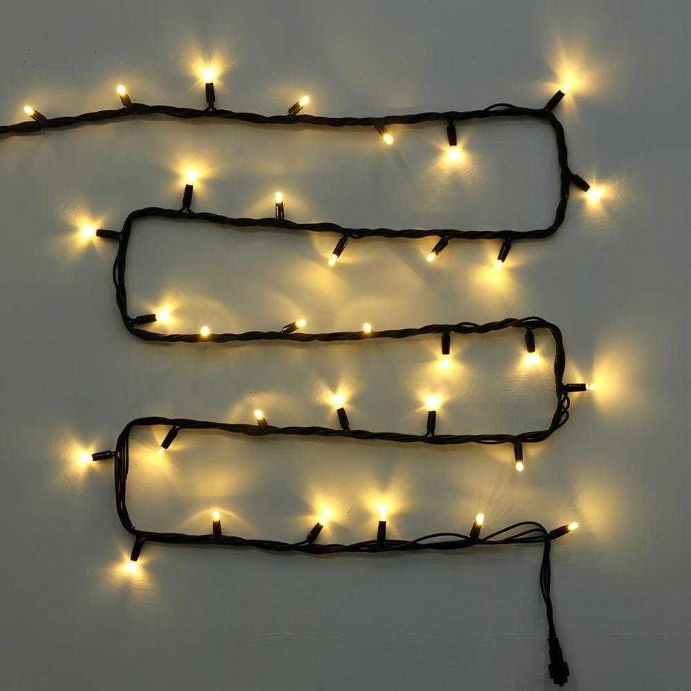 Гирлянда для улицы 11 м 120 ламп LED 8 реж, черный провод, IP54, теплый белый, соединение