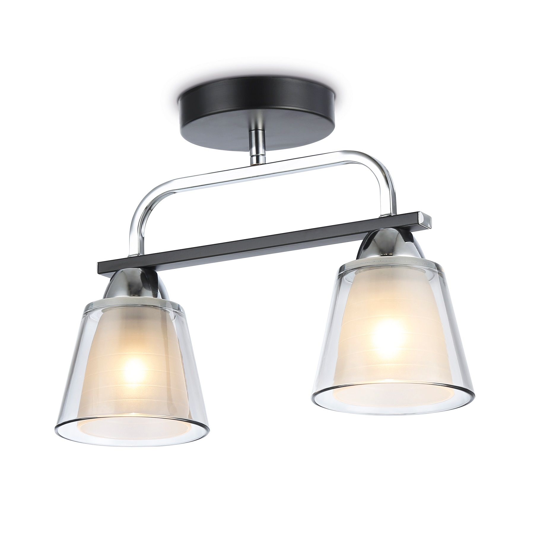 Люстра потолочная TR303231/2 BK/CH/SM/FR 2х60Вт Е27 34х12х25 см черный/хром/дымчатый/белый матовый