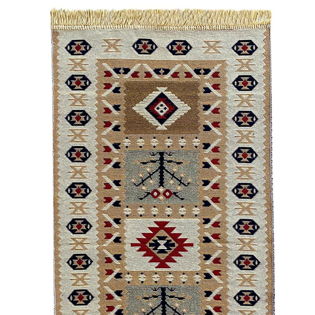 Коврик из хлопка Kilim Gold 57239 60x90 см коричневый-бежевый
