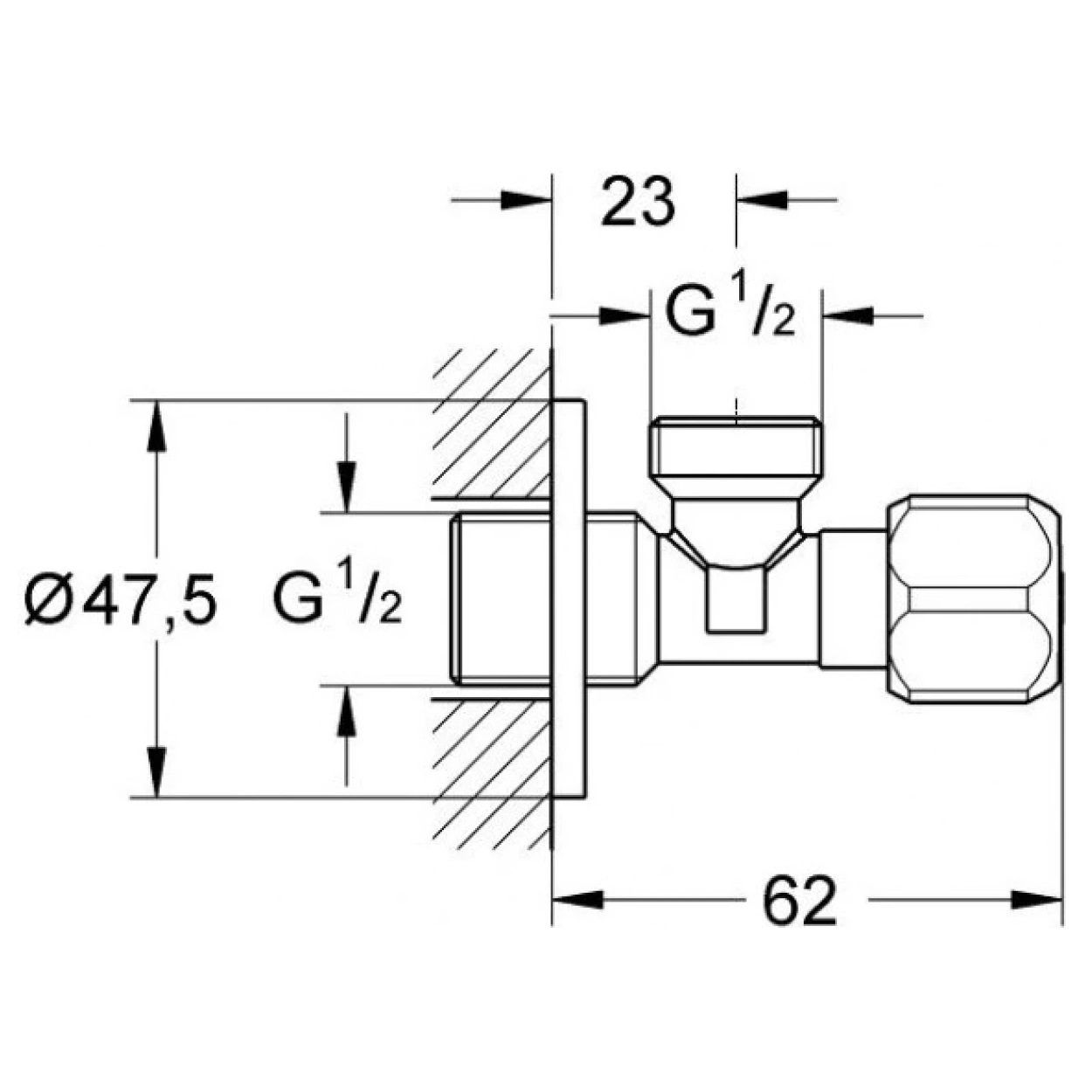 Вентиль угловой 1/2"х1/2" Grohe 2201600M
