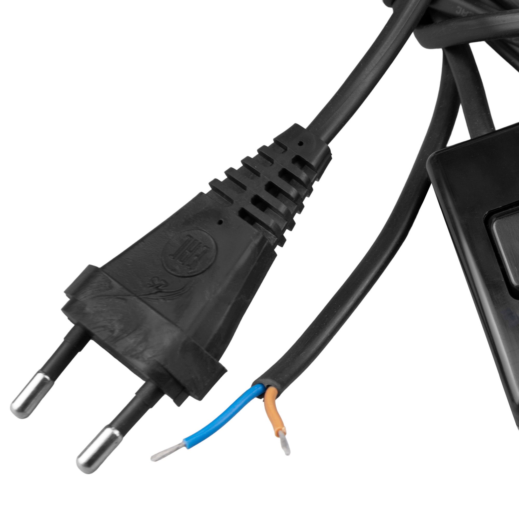 Шнур ШВВП 2*0.5 с проходным выкл. черный 252