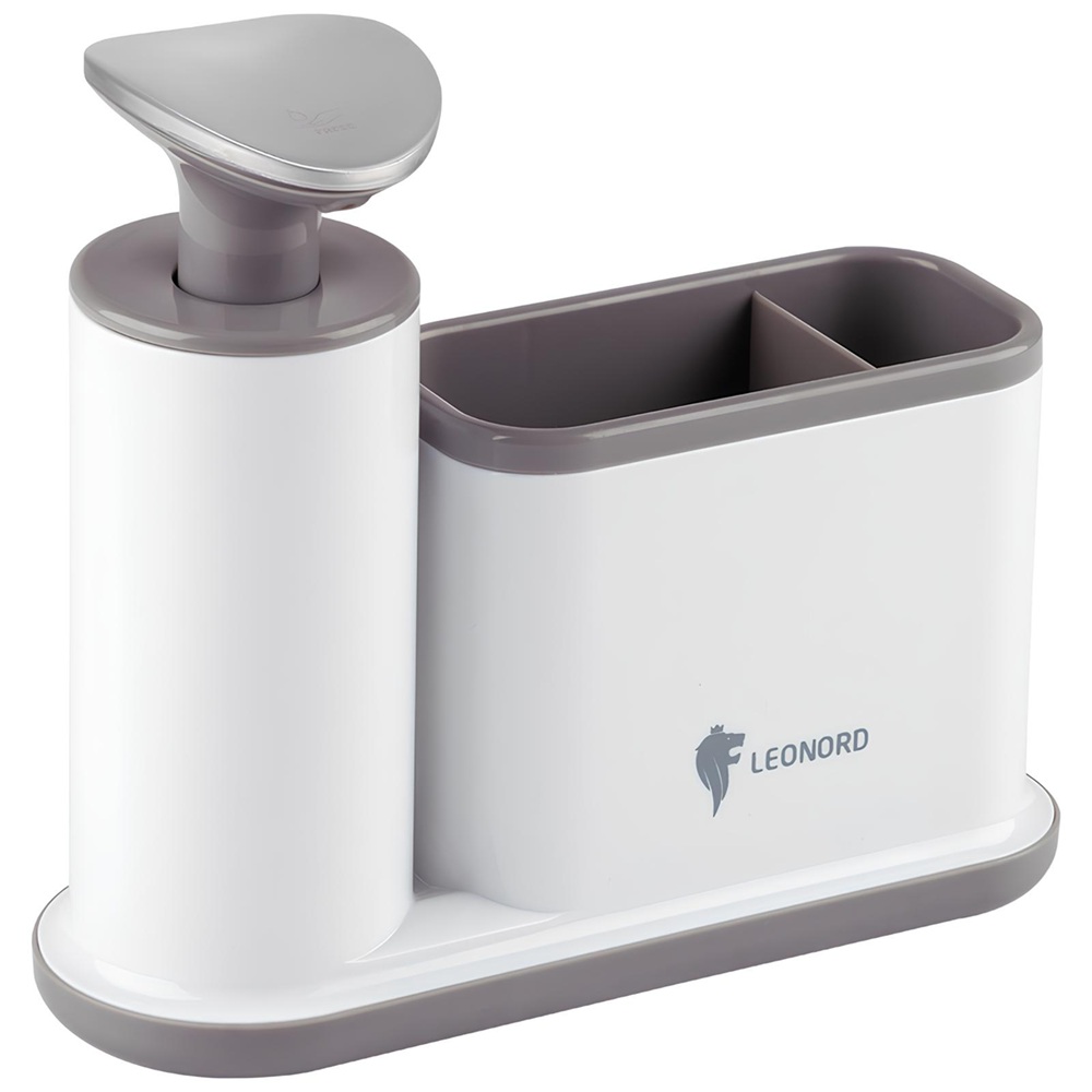 Дозатор для жидкого мыла Leonord Sauber белый пластик с органайзером для хранения
