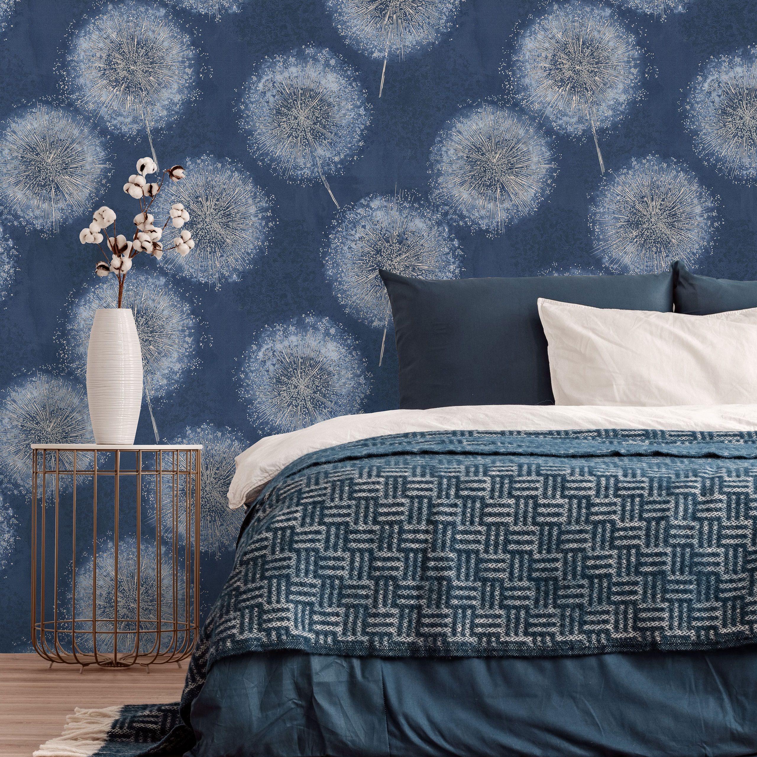 Обои Euro Decor Ray 7296-20 синие растительный принт 1,06х10,05 м