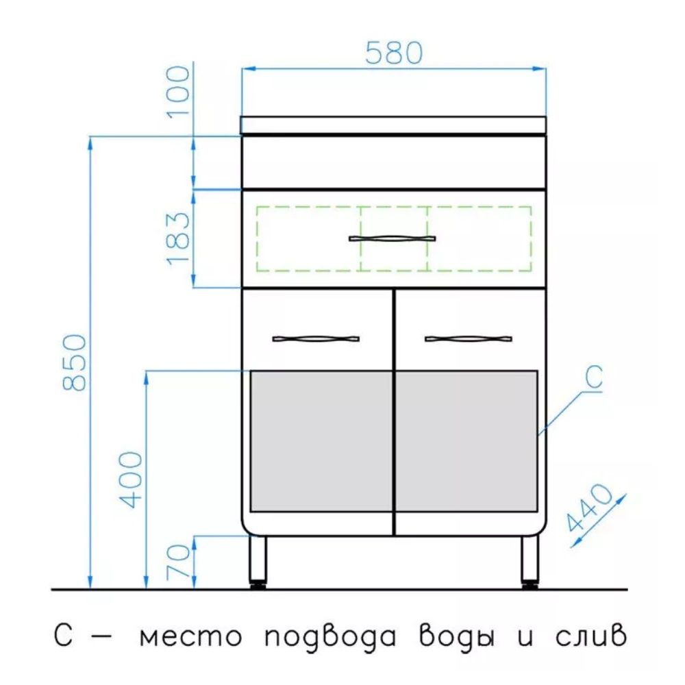Комод для ванной ВаЛеРо 60 1 ящик
