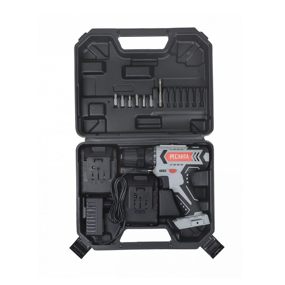 Дрель-шуруповерт аккумуляторная Ресанта ДА-18-2ЛК 18В 2х2Ач 50 Нм