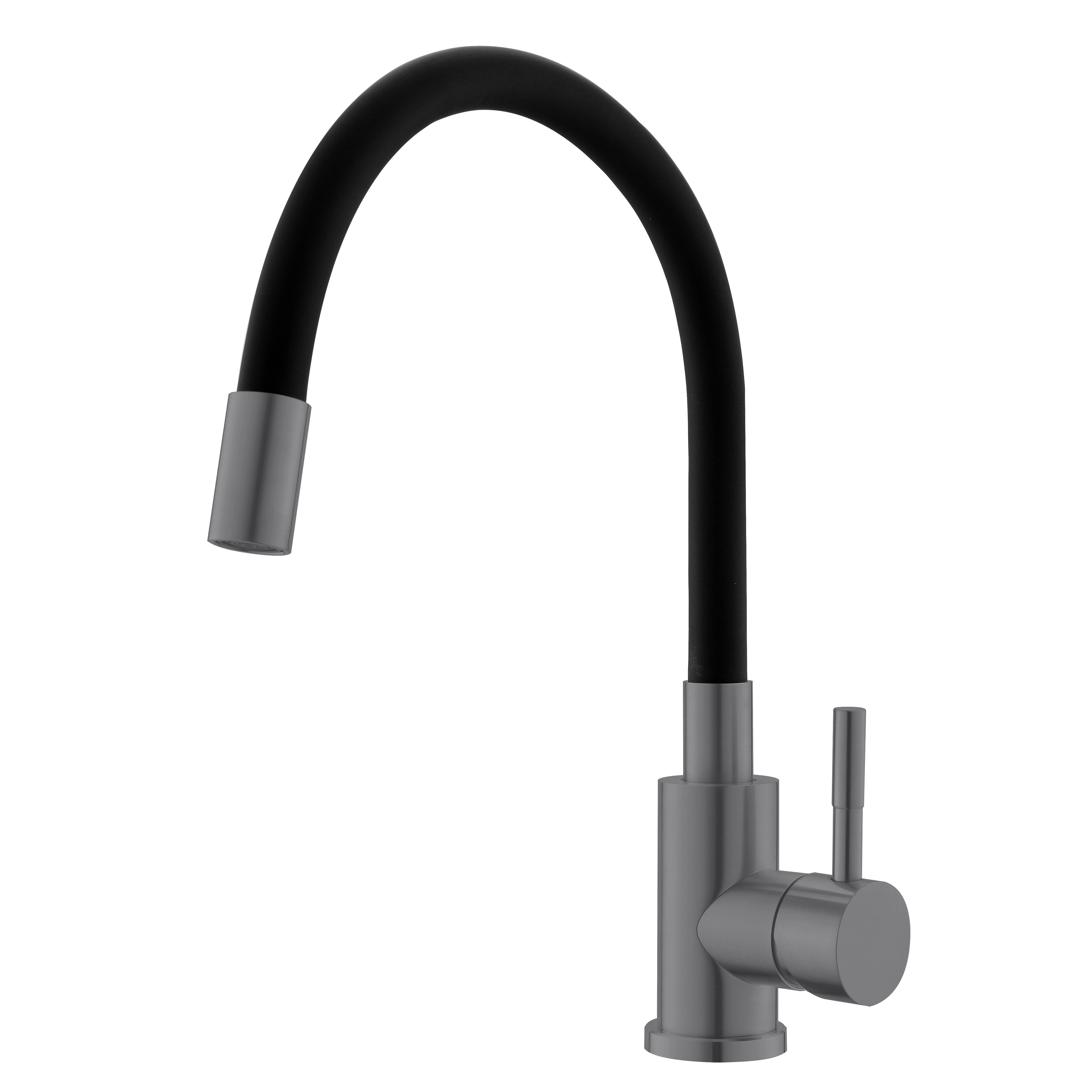 Смеситель для кухни Esko Snake K44Grafit однорычажный гибкий излив графит