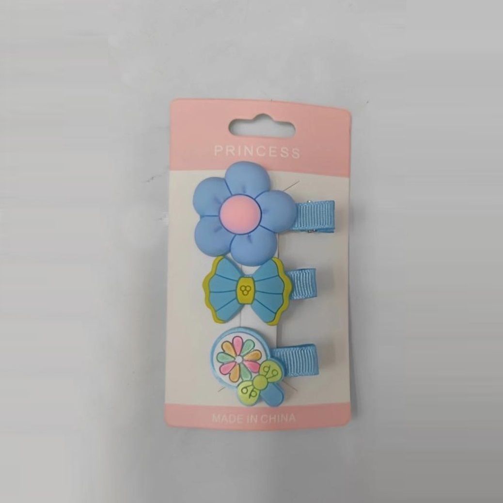 Зажимы для волос детские Розовый мир Цветочек голубой 3 шт