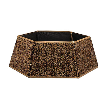 Юбка для основания елки Моя Елочка d68 см h25 см черный с пайетками золото 2025-0578