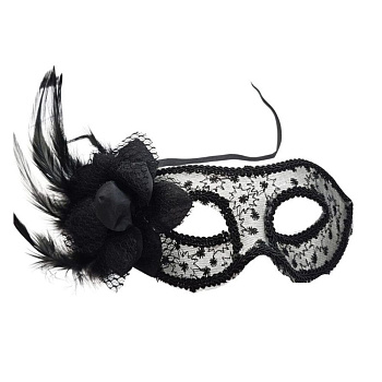 Маска карнавальная с перьями 22х9 см ажурная 2024-0488