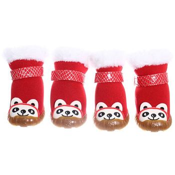 Ботинки зимние для животных Модный бро на липучке красные р 5 6 см