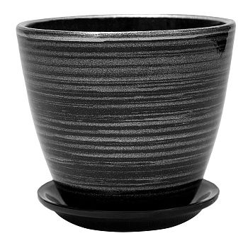 Горшок цветочный Бутон черн/серебро 12 см 0,9 л