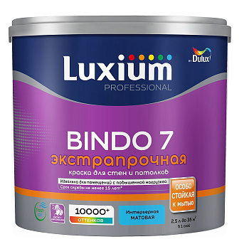 Краска латексная Luxium Prof Bindo 7 BW матовая белая 2,5 л