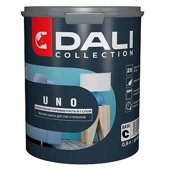 Краска водно-дисперсионная Dali Uno База С прозрачная 0,9 л